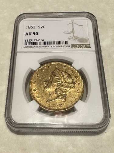 1852 AU50 NGC リバティ ダブルイーグル 20 ドル金貨 良品 良打（PCGS なし）