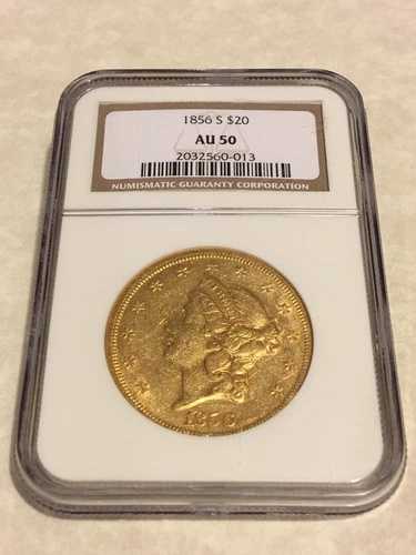1856-S $20 NGC AU50 リバティ ダブルイーグル金貨 非常に良好な目視確認済み(PCGSなし)|WORLD RESOURCE【QUEEN店】