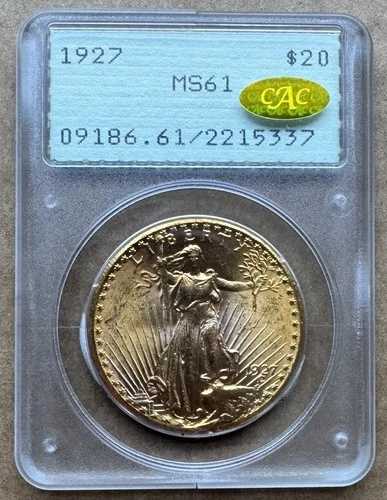 1927年 $20 セント・ゴーデンズ PCGS MS61 ゴールド CAC 初期 PCGS ラトラーホルダー セント・ゴーデンズ|WORLD RESOURCE【QUEEN店】