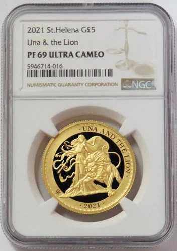 2021年 セントヘレナ ゴールド 200枚 発行枚数 5ポンド ウナとライオン 1オンス NGC PF 69 UC｜WORLD RESOURCE【QUEEN店】