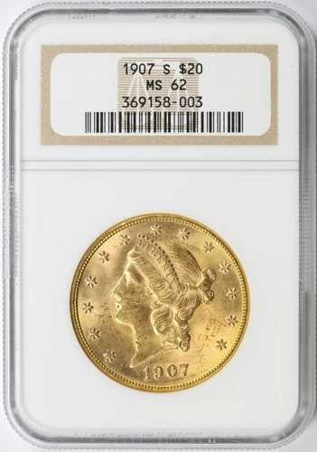 1907-S 20ドル リバティヘッド ゴールド ダブルイーグル NGC MS62｜WORLD RESOURCE【QUEEN店】