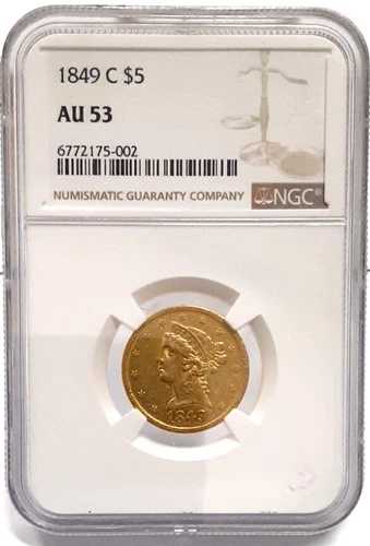 1849-C リバティ 5 ドル ハーフ イーグル ゴールド コイン NGC AU-53 希少なシャーロット コイン!|WORLD RESOURCE【QUEEN店】