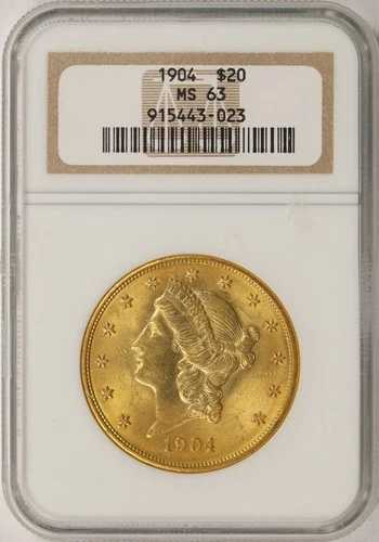 1904年 20ドル リバティヘッド ゴールド ダブルイーグル NGC MS63|WORLD RESOURCE【QUEEN店】