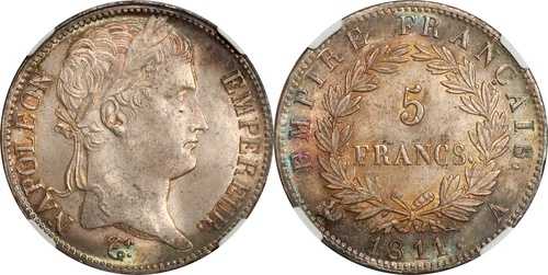 フランス 1811-A ナポレオン1世 銀貨 5フラン NGC MS-64｜WORLD RESOURCE【QUEEN店】
