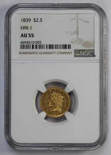 1839年 2.50ドル クラシックヘッド ゴールド クォーターイーグル HM-1 NGC AU 55｜WORLD RESOURCE【QUEEN店】