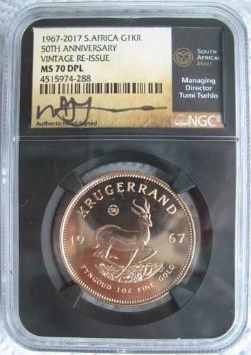 南アフリカ 2017年 1オンス クルーガーランド金貨 NGC MS-70 DPL 50周年記念｜WORLD RESOURCE【QUEEN店】