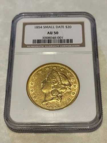 1854年 AU50 NGC リバティ ダブルイーグル 20ドル金貨 非常に美しい外観（PCGSなし）｜WORLD RESOURCE【QUEEN店】