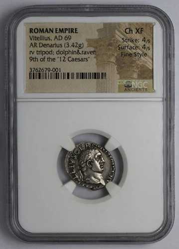 ローマ帝国 AR デナリウス ヴィテリウス AD 69 NGC Ch XF 4/4 ファイン スタイル｜WORLD RESOURCE【QUEEN店】
