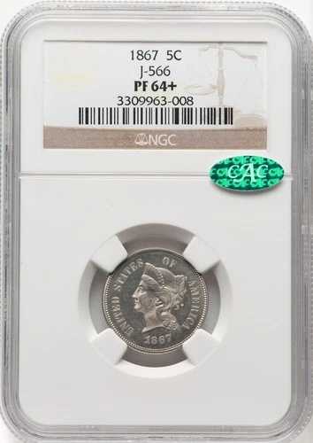 1867 パターン 5c Judd-566 - NGC PF64+ CAC - 非常に珍しいトライアル発行 - 希少度 6!|WORLD RESOURCE【QUEEN店】