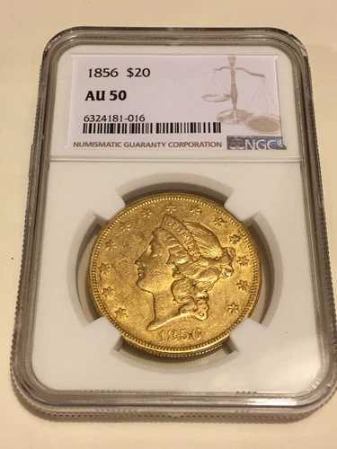 1856 AU50 NGC $20 リバティダブルイーグル金貨、非常に美しい外観、丈夫なPミント