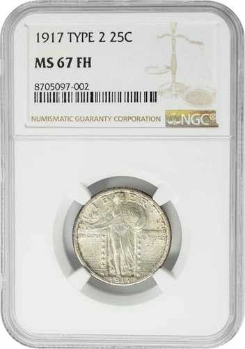 1917年 スタンディング・リバティ・クォーター 25セント タイプ2 MS67FH NGC 950193-2｜WORLD RESOURCE【QUEEN店】 896,665円