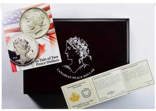 2020年 カナダ プルーフ 1オンス 金貨と1オンス 銀貨 ピースドル NGC PF70 FDOI S. テイラー