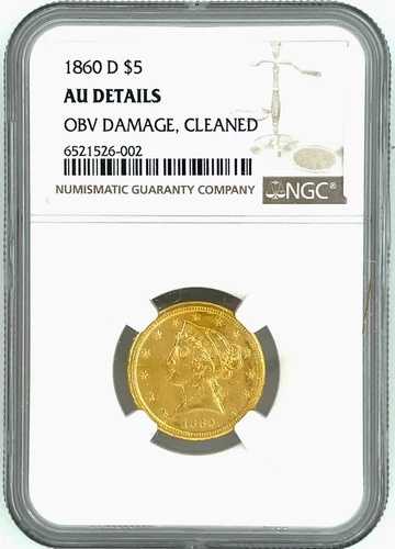 重要な日付 1860-D リバティヘッド ハーフイーグル 5 ドル金貨 NGC AU 詳細 - 恐ろしい!!|WORLD RESOURCE【QUEEN店】