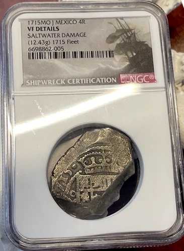 1715年発行 メキシコ艦隊 4レアル レアル 8ルー・ウリアン COA NGC 海賊銀貨｜WORLD RESOURCE【QUEEN店】