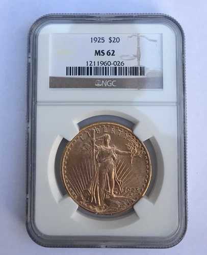 1925年 20ドル セント・ゴーデンズ NGC MS62 フィラデルフィア ゴールド ダブルイーグルコイン 1211960-026 896,665円