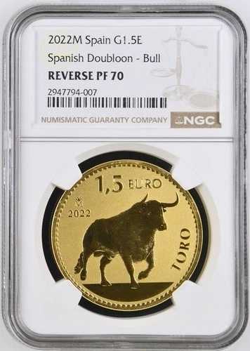 2022M スペイン G1.5E スペイン ダブロン金貨 - ブル NGC RP 70|WORLD RESOURCE【QUEEN店】
