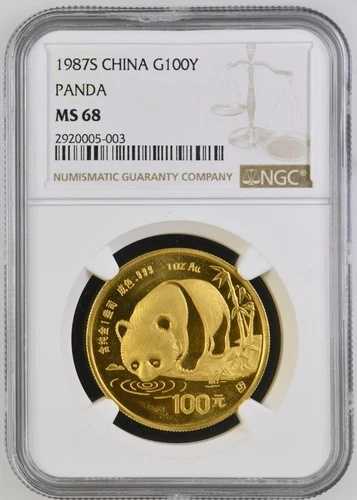 1987-S 100Y 100-Y Yn 元 中国パンダ 1オンス 金貨 NGC MS68 中国 G100Y｜WORLD RESOURCE【QUEEN店】