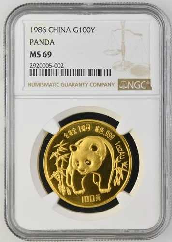 中国 1986年 100元 1オンス 999 金パンダコイン NGC MS69｜WORLD RESOURCE【QUEEN店】