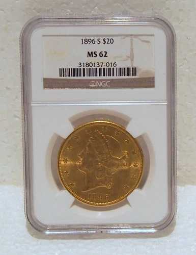 20.00ドル 米国ゴールド NGC "3180137-016 -MS62-1896年頃 "S" (サンフランシスコ) 造幣局｜WORLD RESOURCE【QUEEN店】