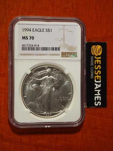 1994年 1ドル アメリカン シルバー イーグル NGC MS70 クラシック ブラウンラベル