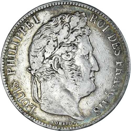 [#373787] コイン、フランス、ルイ・フィリップ、5フラン、1836年、ストラスブール、EF、シル、ver