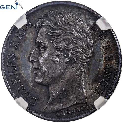 [#864542] フランス、シャルル 10 世、1/2 フラン、1828 年、パリ、シルバー、GENI、MS61、ガドゥリー｜WORLD RESOURCE【QUEEN店】