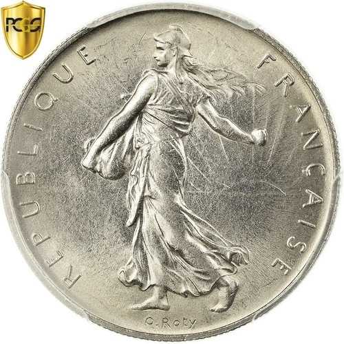 [#485454] コイン、フランス、スムーズ、フラン、1960、パリ、PCGS、MS65、ニッケル、KM:925。