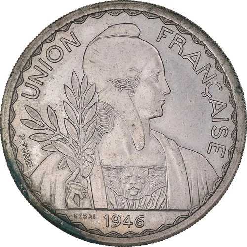 [#845895] コイン、フランスインドシナ、ピアストル、1946年、パリ、ESSAI、オーストラリア、銅ニック、