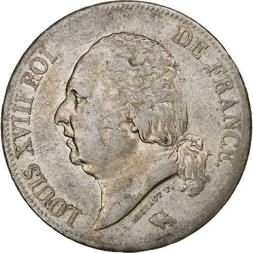 [#1307733] フランス、ルイ18世、5フラン、1824年、トゥールーズ、銀貨、AU(50-53)、ガド 56,265円