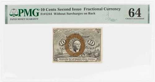 Fr-1244、10セント、第2回発行、米国分数通貨、PMG 64