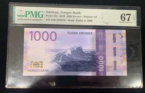ノルウェー 1000クローネ 2019 ピック #57a PMG 67 epq 949729-67