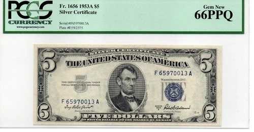 PCGS66 PPQ 1953A 5ドル銀券｜WORLD RESOURCE【QUEEN店】