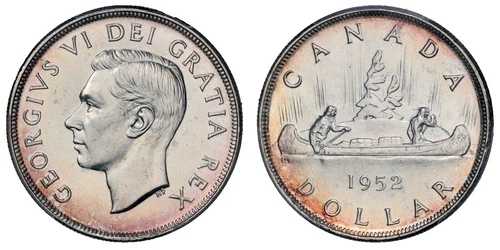 1952 $1 カナダ ヴォヤジャー FWL 銀ドル PCGS MS63