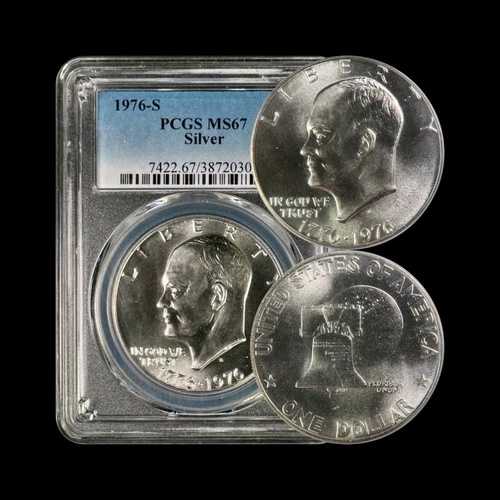 アメリカ合衆国、1976年、1ドル、銀貨 - PCGS MS67 - アイゼンハワー、バイセンテニアル SF|WORLD RESOURCE【QUEEN店】