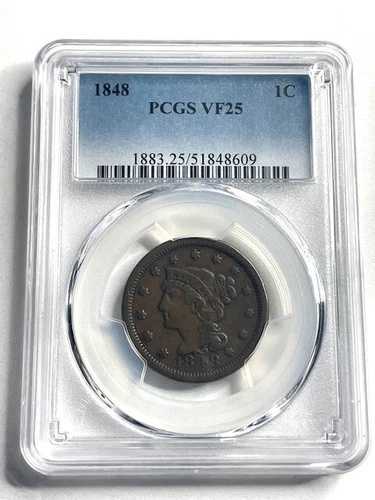 1848年 PCGS VF25 編み込みヘア セント