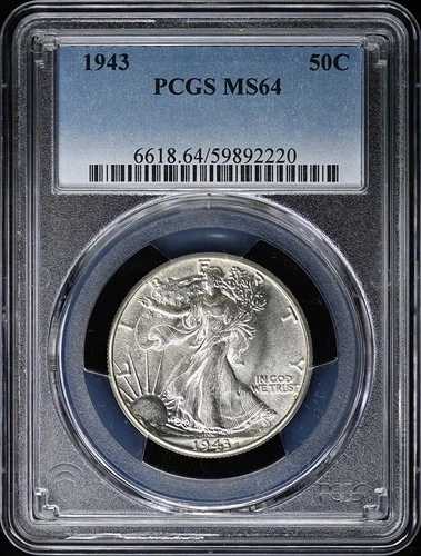 1943年 50セント ウォーキング・リバティ ハーフダラー PCGS MS64