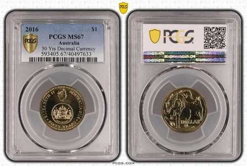 2016年 オーストラリア 1ドル硬貨 50周年記念 10進法通貨切り替え記念コイン PCGS MS67