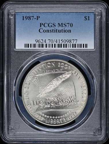 1987-P 1ドル憲法記念銀貨 PCGS MS70｜WORLD RESOURCE【QUEEN店】