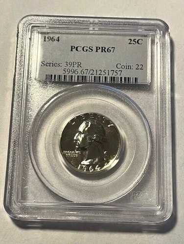 1964年 シルバー ワシントン タイプB リバース プルーフ クォーター/PCGS PR67 #10490-2