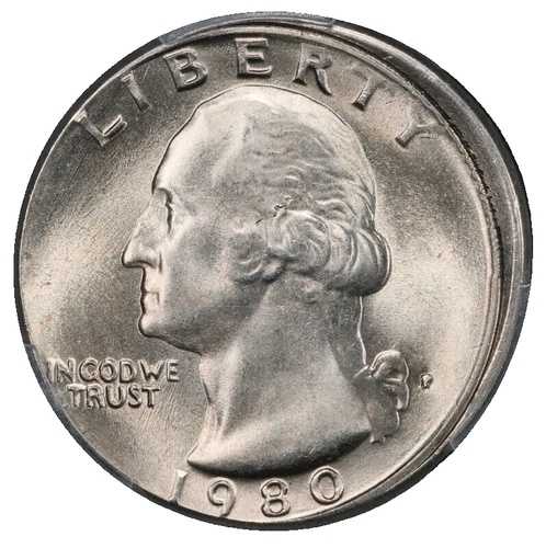 1980年-Pワシントンクォーター PCGS MS-64 ストラック5%オフセンター同様エラー-|WORLD RESOURCE【QUEEN店】