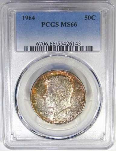 1964年 50セント PCGS MS66 シルバー ケネディ ～カラフルでハイエンド！ビデオ｜WORLD RESOURCE【QUEEN店】