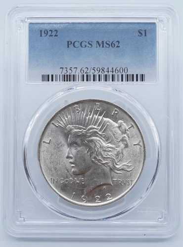 1922年 P ピース銀貨 $1 PCGS MS62 - U1199