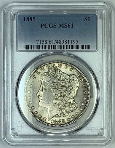 1885年 モルガン銀貨 1ドル硬貨 淡色 PCGS MS 61 (7)