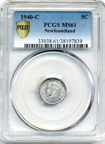 1940-C ニューファンドランド 5セント - 未使用、PCGS MS61
