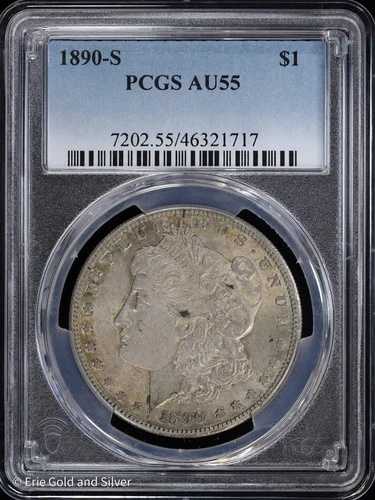 1890-S 1ドル モルガン銀貨 PCGS AU 55|WORLD RESOURCE【QUEEN店】