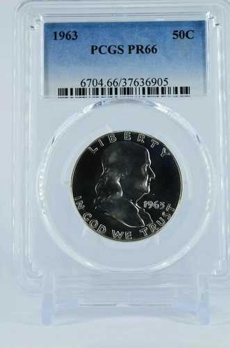 カメオ風コイン 1963年 PR66 PCGS グレード フランクリン シルバー ハーフダラー プルーフ CAM