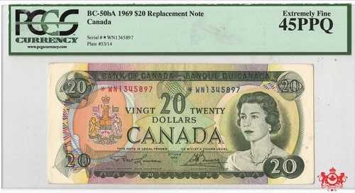 1969年 カナダ銀行 20ドル ローソン/ブーイ 交換品 *WN1345897 - PCGS EF45PPQ --|WORLD RESOURCE【QUEEN店】