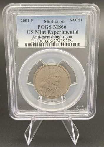 2001-P $1 サカガウィア USMint 実験的変色防止剤 PCGS MS66 ミントエラー