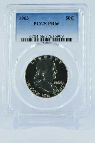 カメオ風コイン 1963年 PR66 PCGS グレード フランクリン シルバー ハーフダラー プルーフ CAM