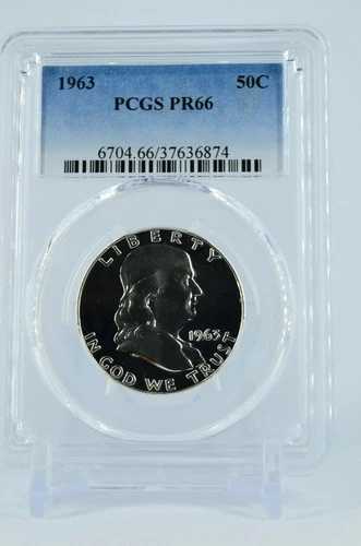 カメオ風コイン 1963年 PR66 PCGS グレード フランクリン シルバー ハーフダラー プルーフ CAM